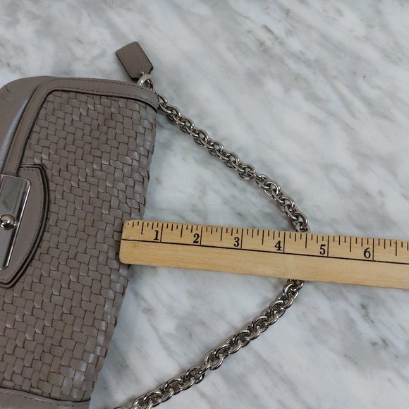 Coach Kristin Women's Weaving Elephant Gray Chain Strap LeatherMini Bag/Wristlet - Picture 9 of 10